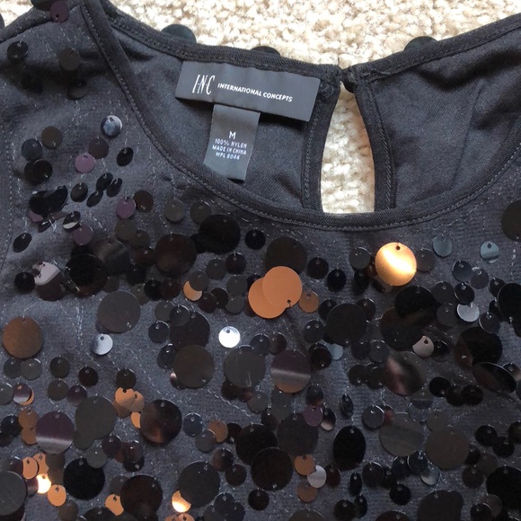 New I.N.C Black tank top sleeveless shirt size medium sequin blouse - Picture 8 of 8